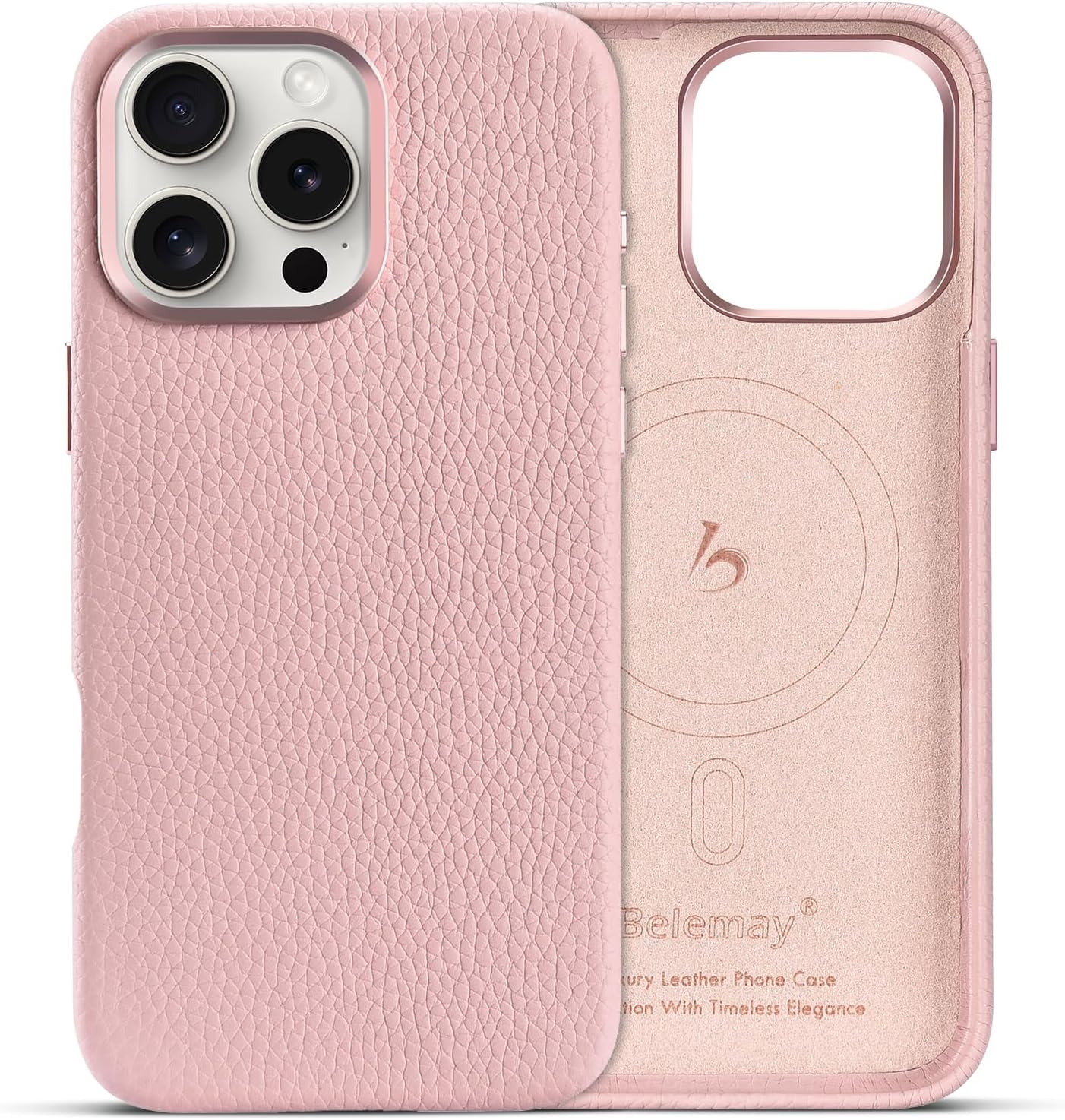 Belemay iPhone 16 Pro Leather Case - Premium Pebbled Leather