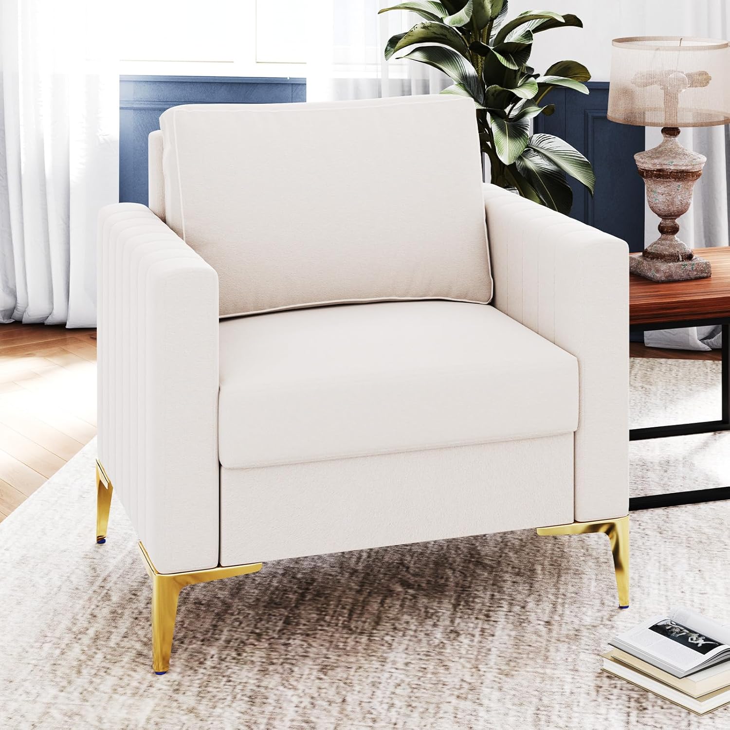 Deep Seat Ivory Sofa for Stylish Comfort
