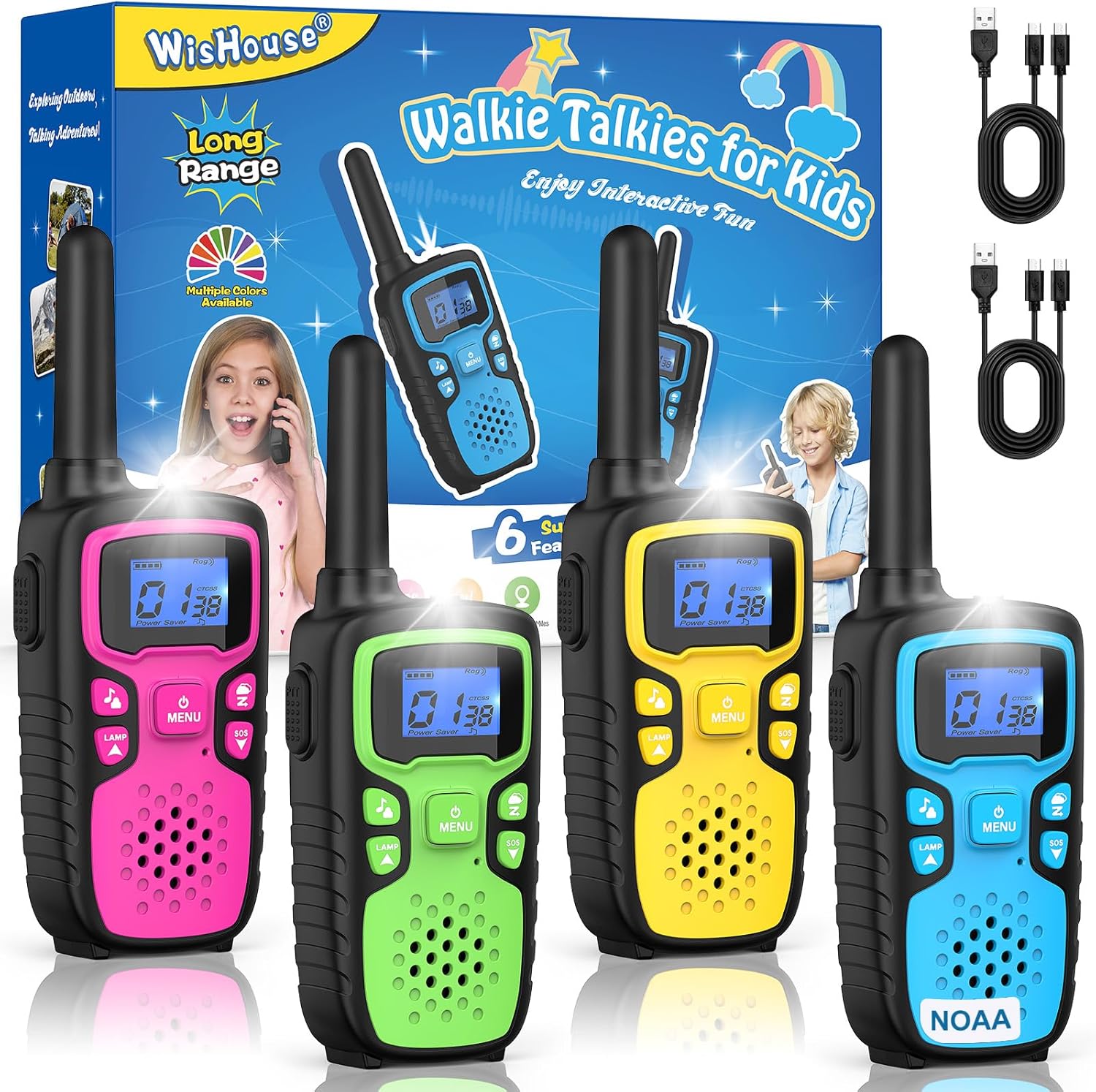 Wishouse Walkie Talkies for Kids Rechargeable Long Range Fun