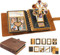 Handmade Leather Scrapbook Photo Album Brown - 3D Interactive Memory