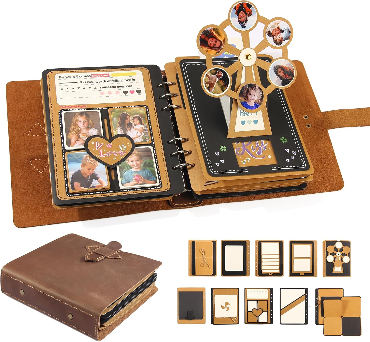 Handmade Genuine Leather Scrapbook Photo Album for Memories