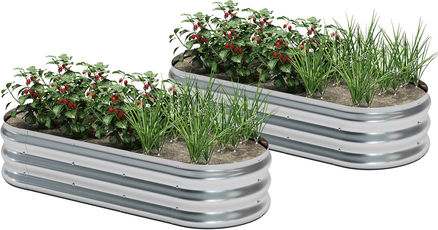 KFN Galvanized Raised Garden Bed Kit for Outdoor Planting