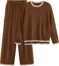 Women's 2 Piece Knit Sweater Tracksuit - Wide Leg Loungewear Set