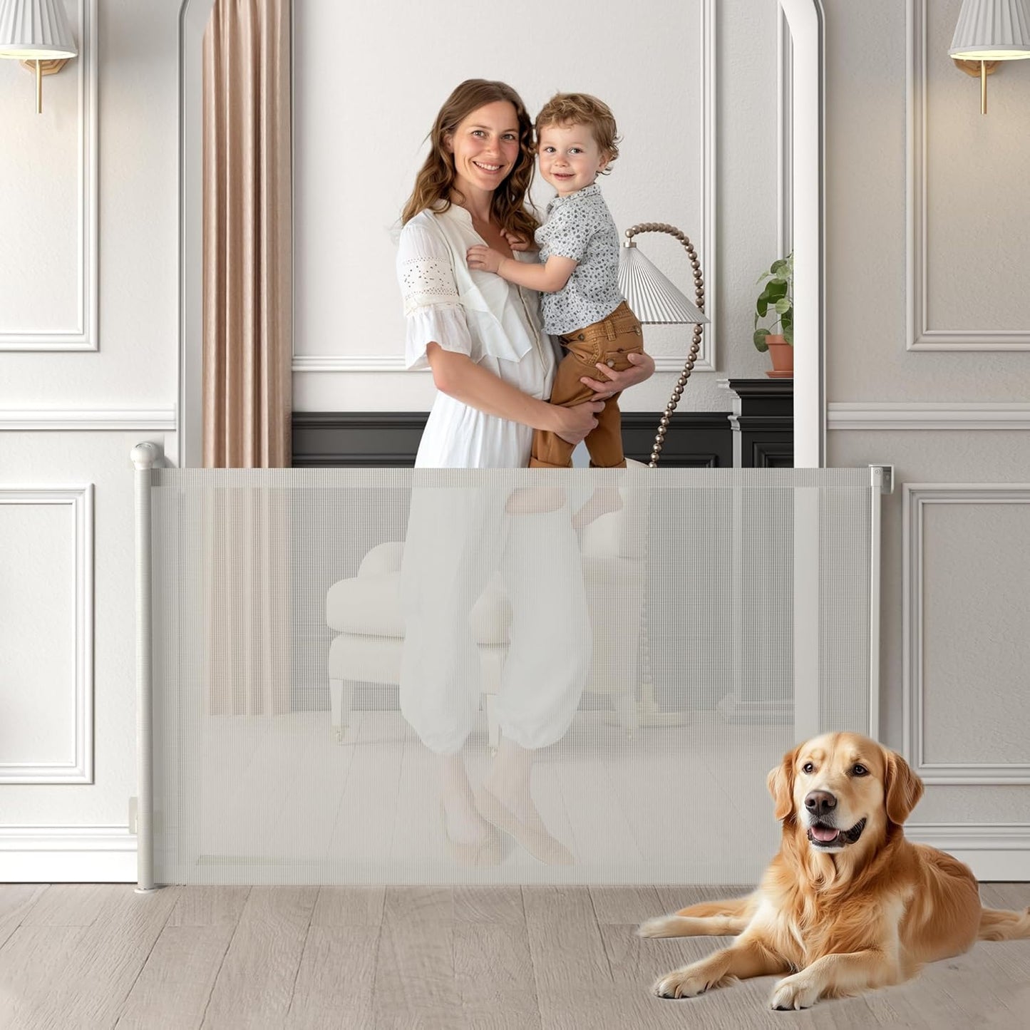Retractable Baby Gate for Stairs and Doorways, Extra Tall Safety