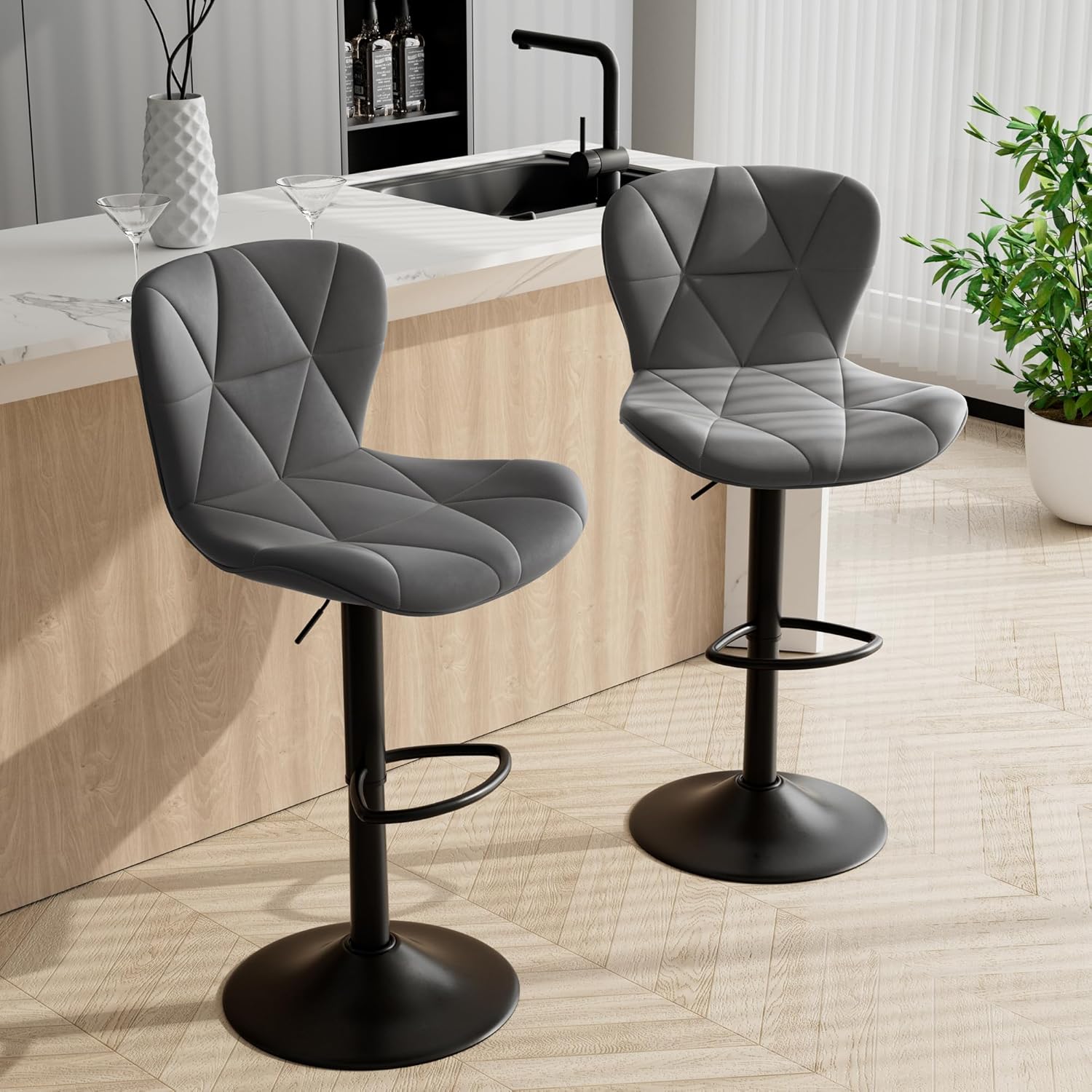 Adjustable Swivel Bar Stools Set of 2 for Kitchen Island