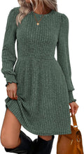 SAMPEEL Long Sleeve Fall Fashion Casual Sweater Dress - Flattering Fit
