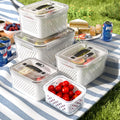 5 Pack Large Fruit Storage Containers for Fridge - Stackable Freshness