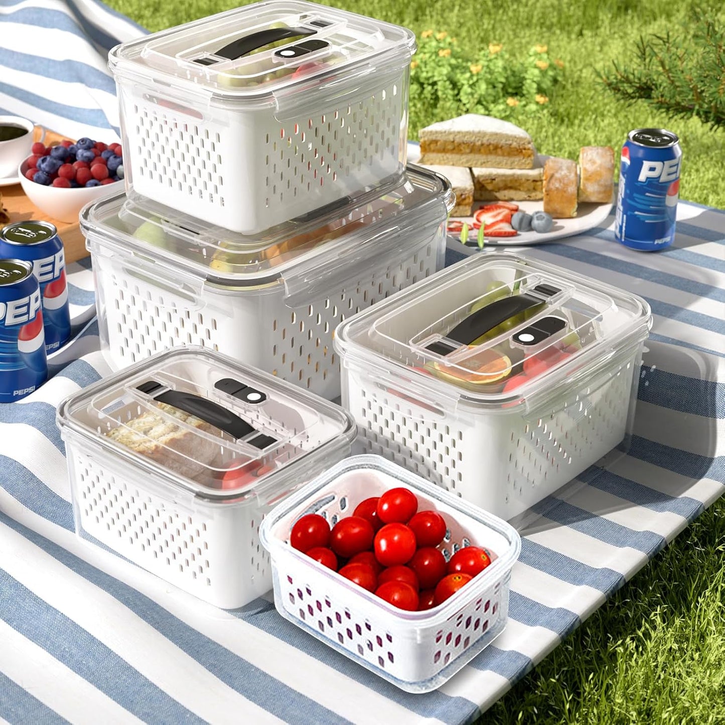 5 Pack Large Fruit Storage Containers for Fresh Produce and More