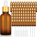 Glass Dropper Bottles 1 oz Value Pack - 100 Amber Bottles with Gold