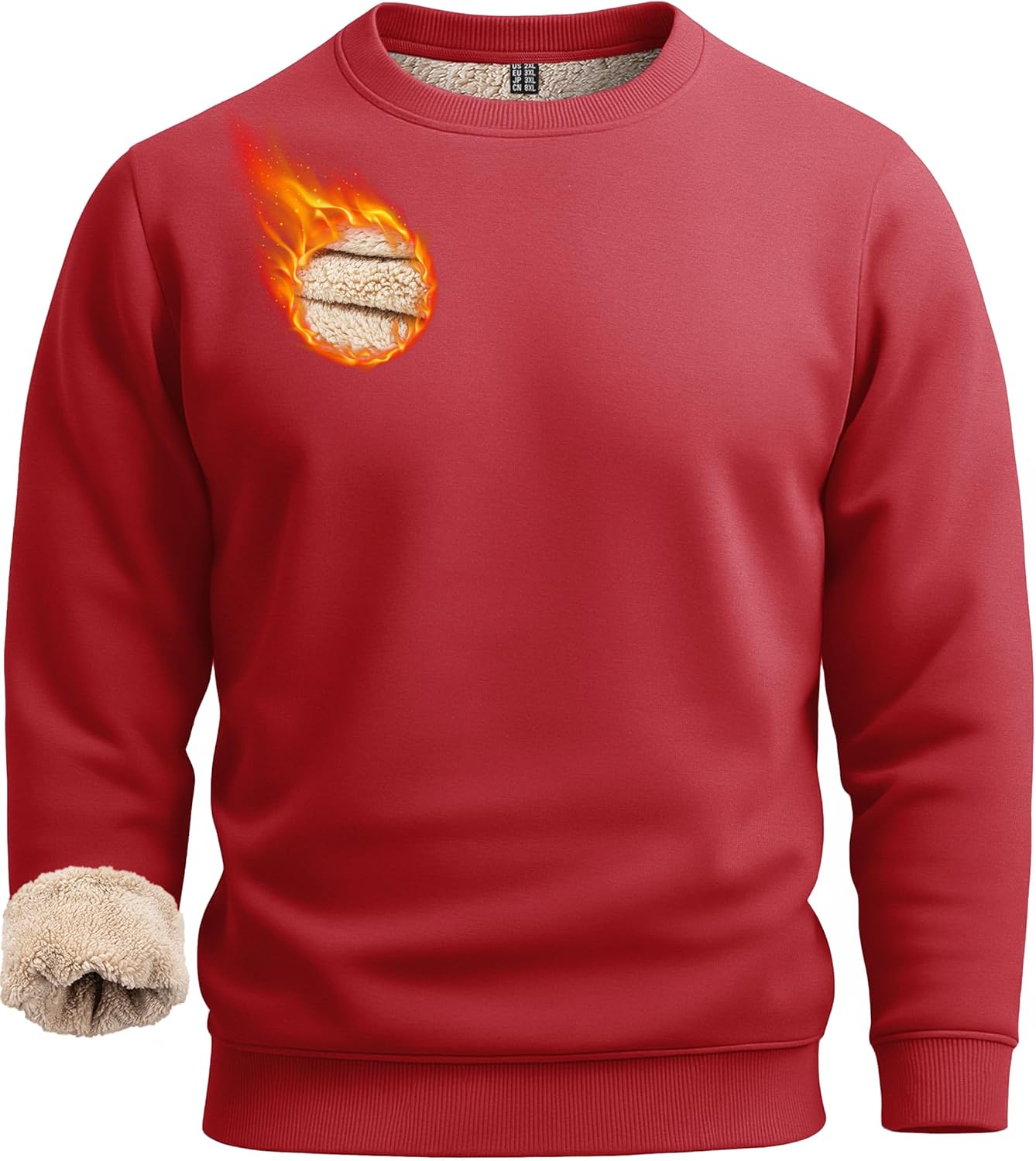 Boladeci Men's Full Sherpa Lined Crewneck Sweatshirts for Winter
