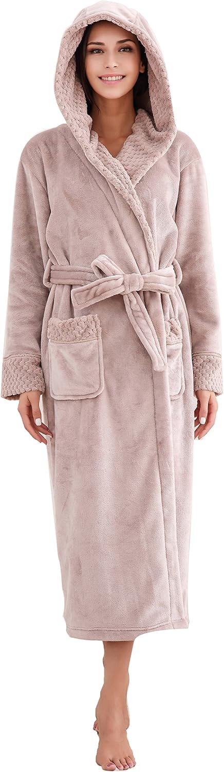 Richie House Women's Plush Soft Warm Fleece Bathrobe Robe RH1591