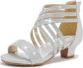 Little Girls Sandals High Heels Formal Open Toe Pump Sandals - Sparkly