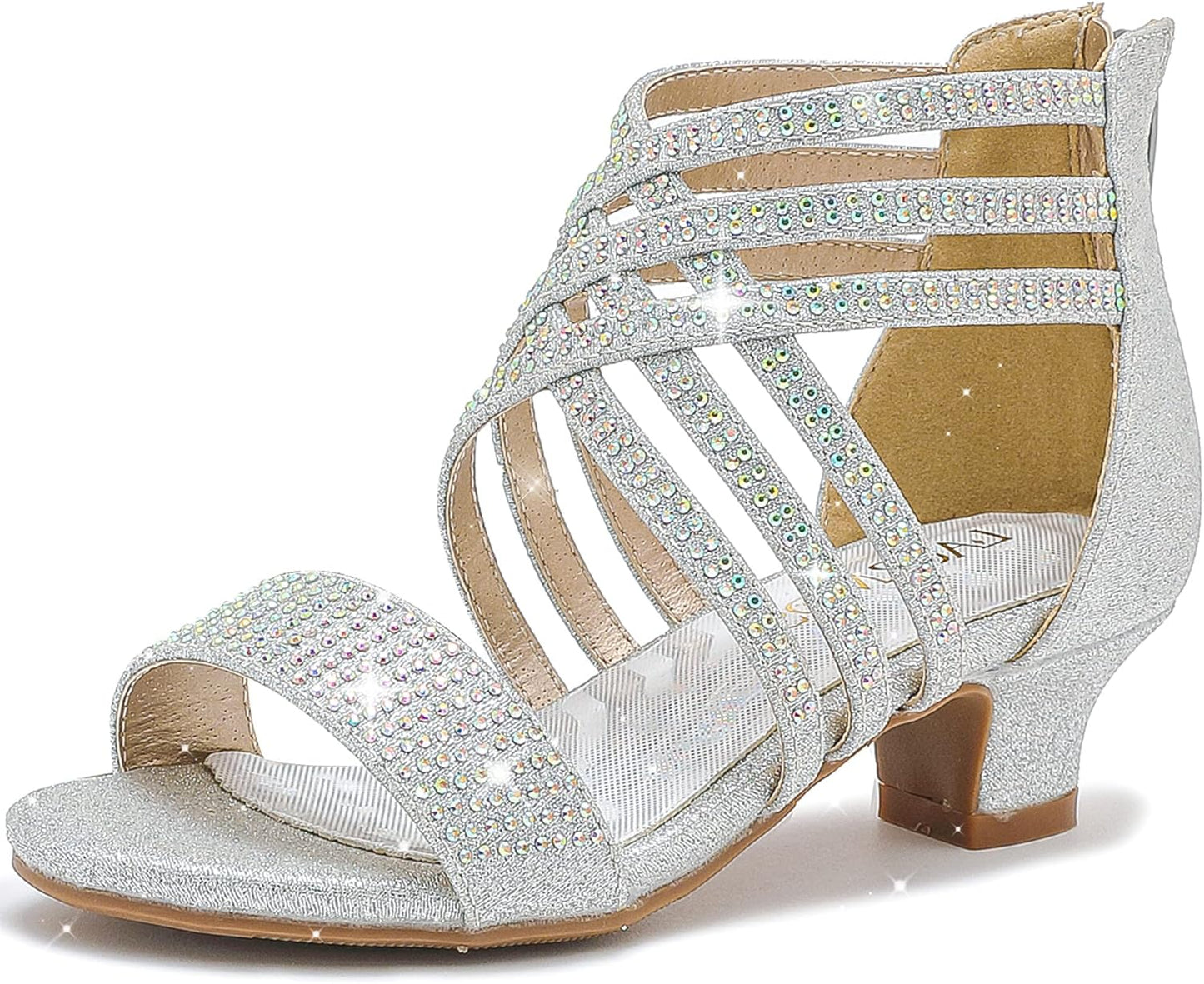 Little Girls Sandals High Heels Open Toe Glitter Party Shoes