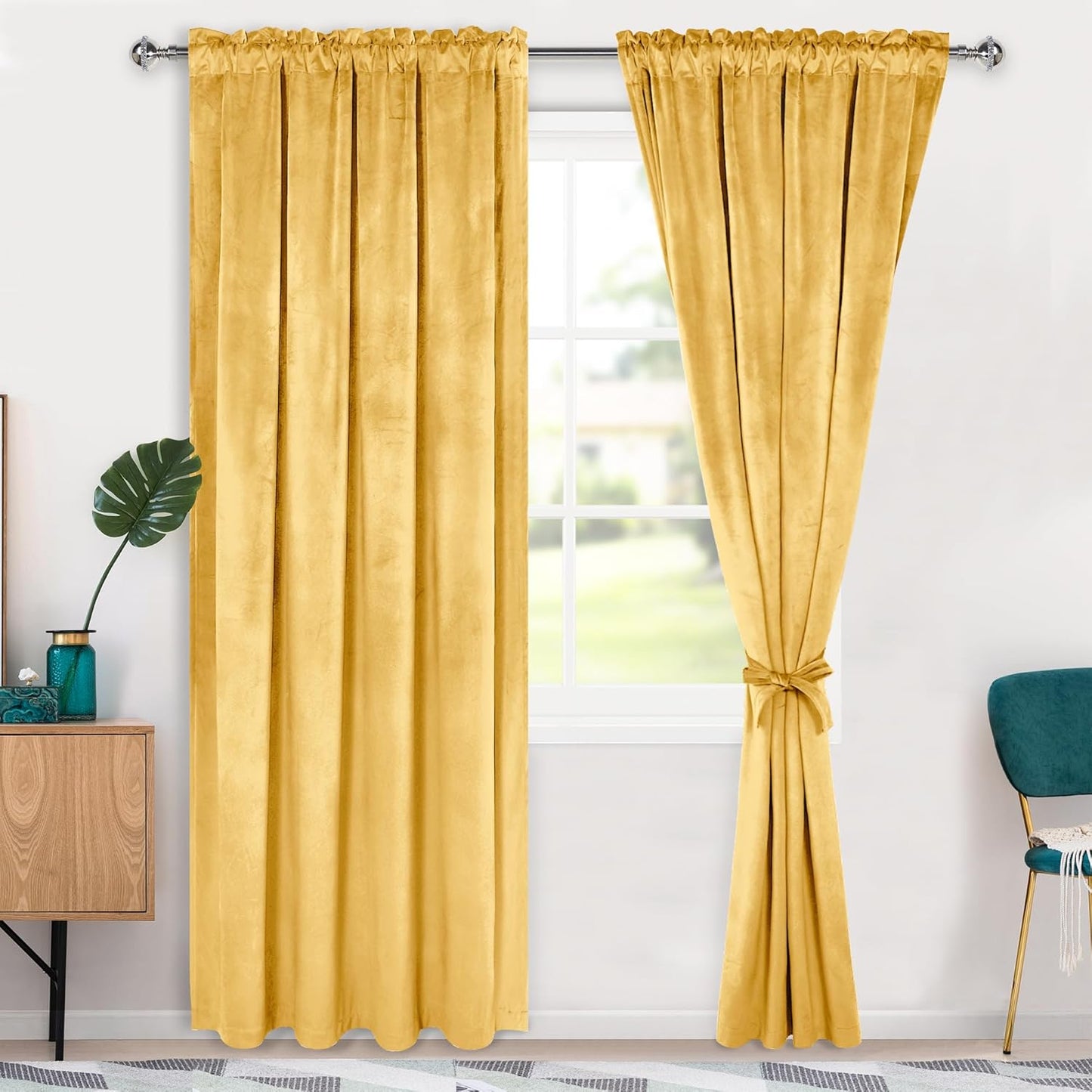 Hiasan Velvet Curtains 84 inches for Bedroom Living Room