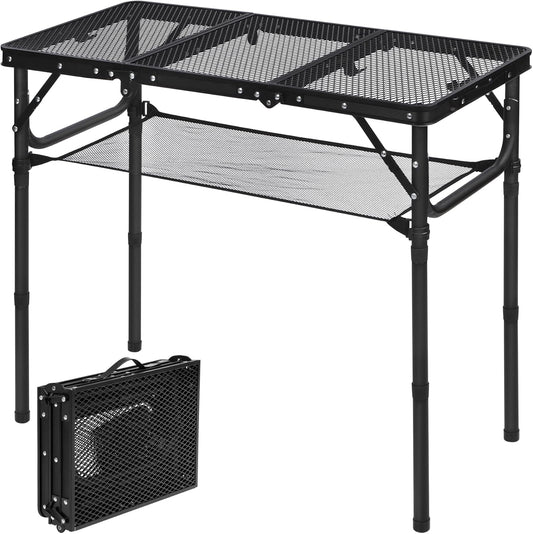 REDCAMP Small Triple Fold Folding Grill Table for Outdoor Use