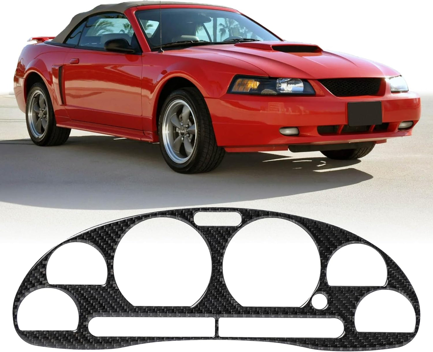 Carbon Fiber Overlay Gauge Cluster Bezel for 99-04 Mustang