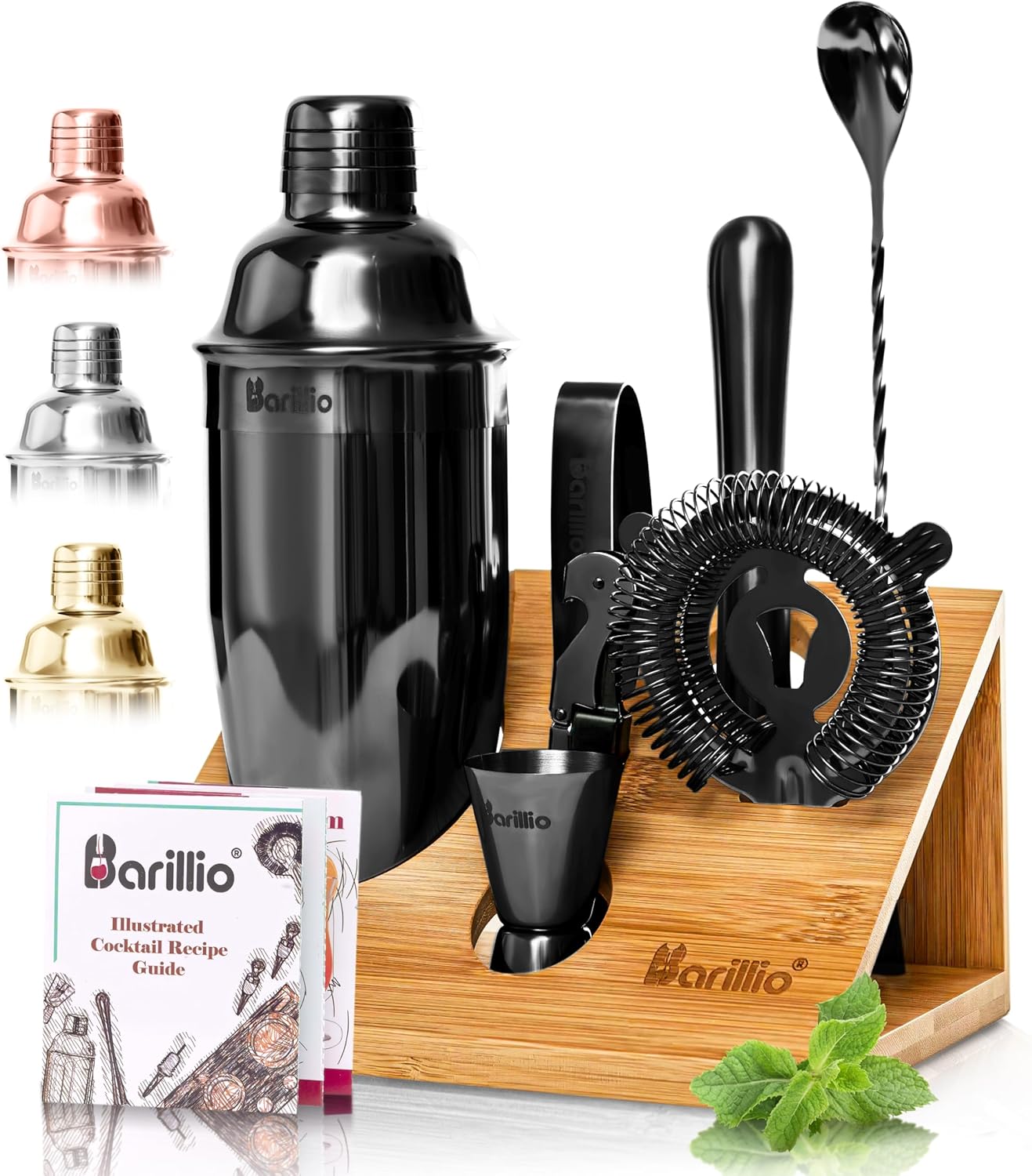 Barillio Black Bartender Kit - 10-Pc Stainless Steel Set
