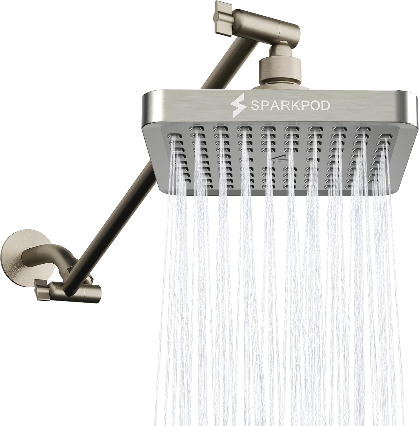 SparkPod Square Rain Shower Head with Extension Arm for Luxury