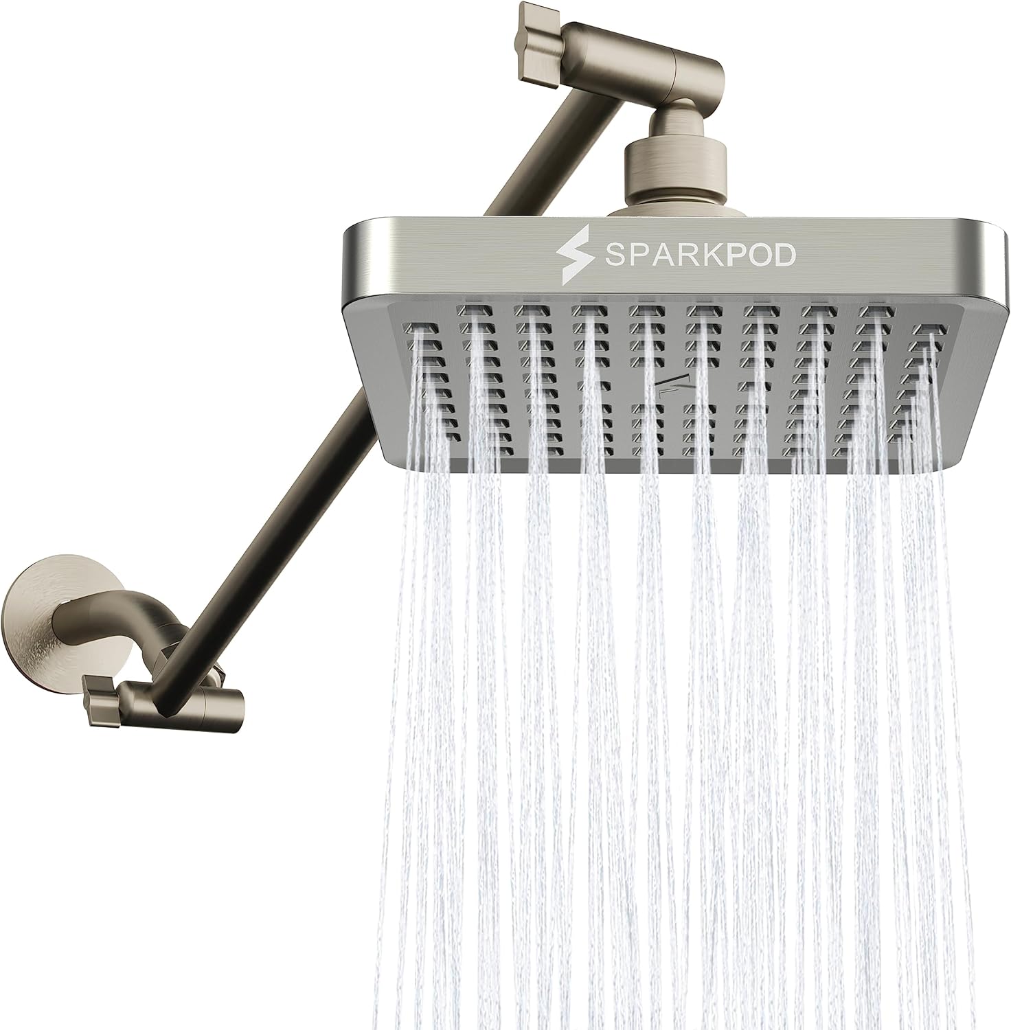 SparkPod Square Rain Shower Head with Extension Arm for Luxury