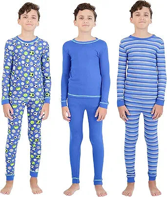Just Pajamas Boys Pajamas Set 6 Piece Soft Snug Fit Sleepwear