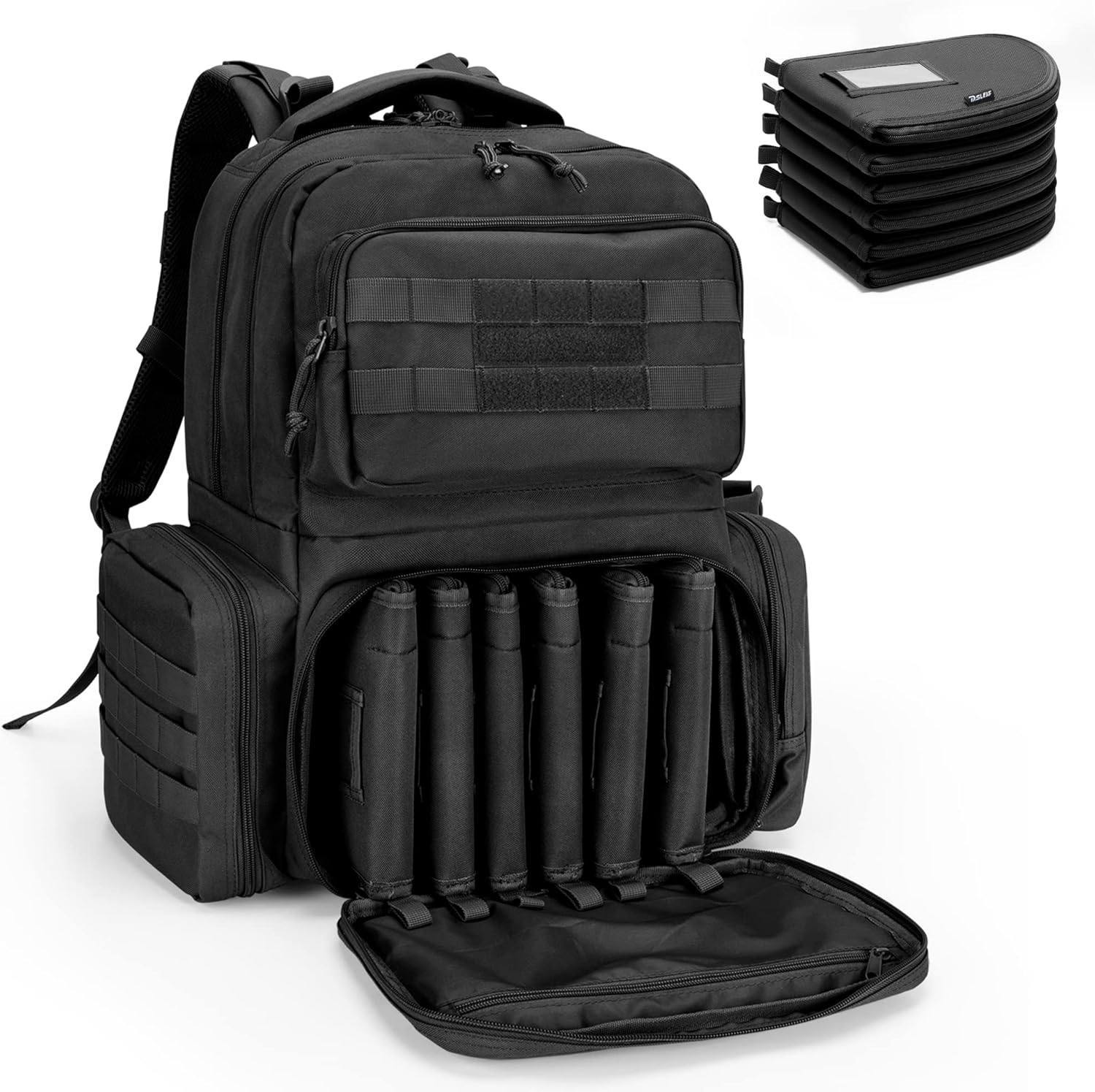 DSLEAF Tactical Pistol Backpack with 6 Cases and 10 Magazine Slots