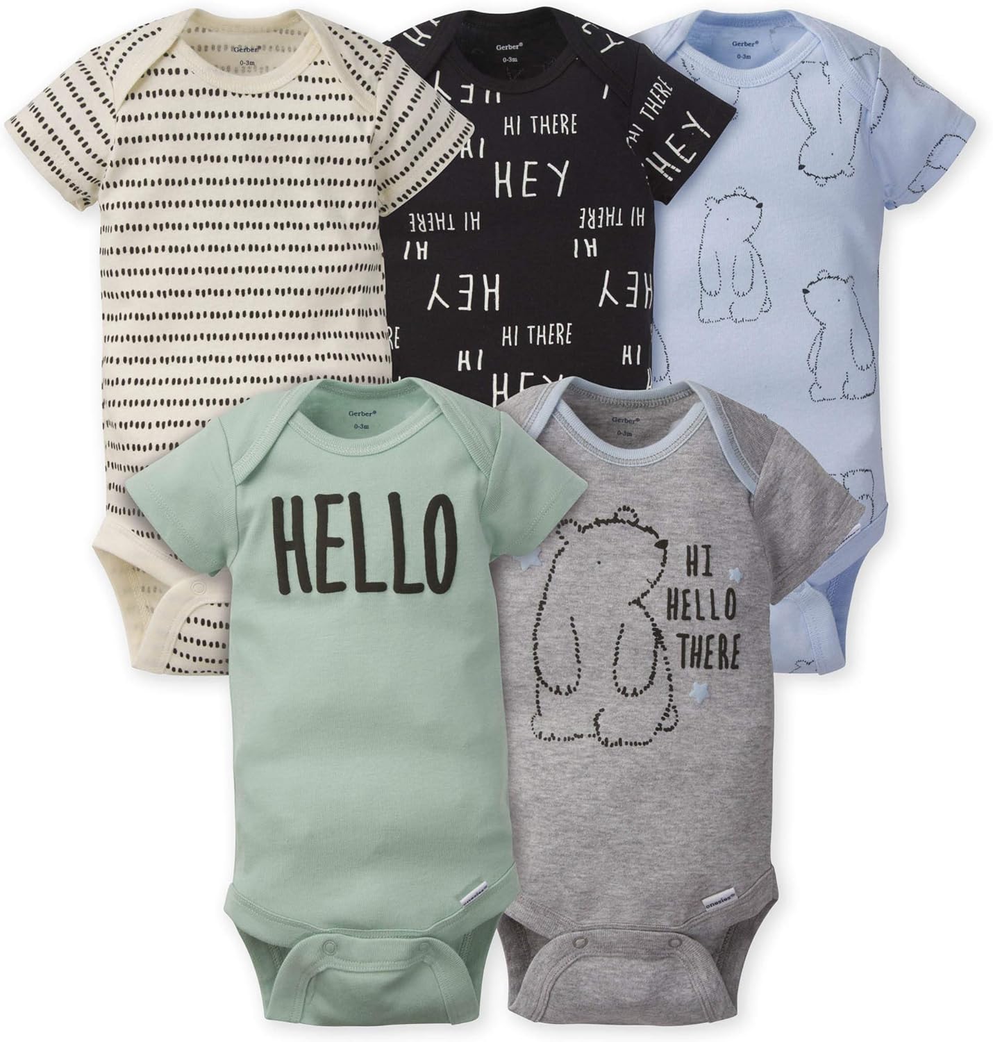 Gerber 5-Pack Variety Onesies - Comfy Short-Sleeve Essentials