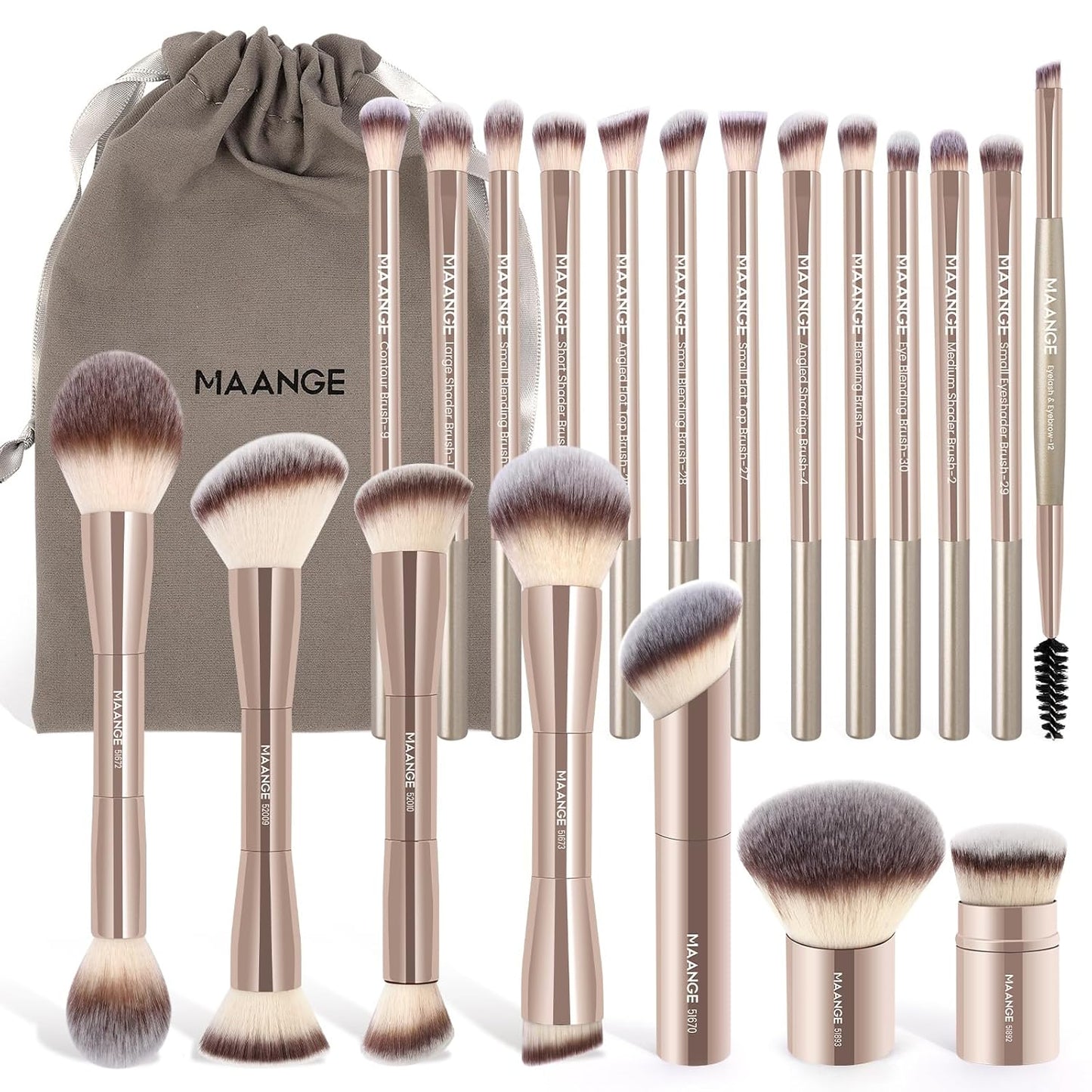 20 PCS Foundation Makeup Brush Set for Flawless Face Makeup