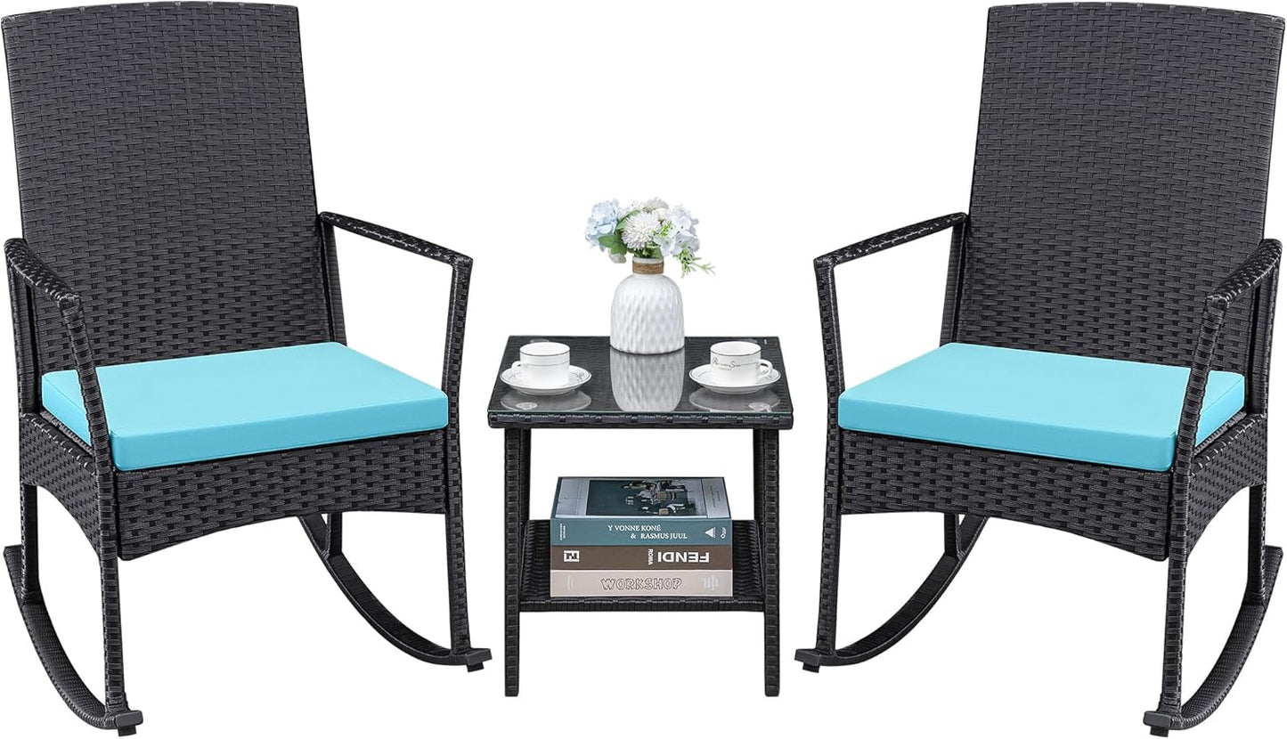 Greesum 3 Pieces Patio Furniture Set with Rocking Chairs