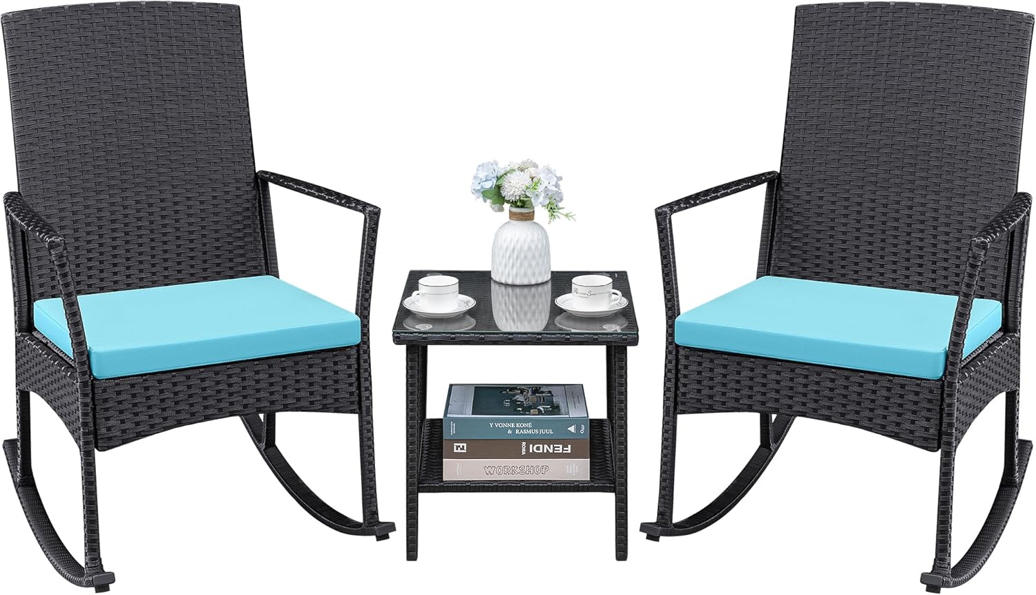 Greesum 3 Pieces Patio Furniture Set with Rocking Chairs
