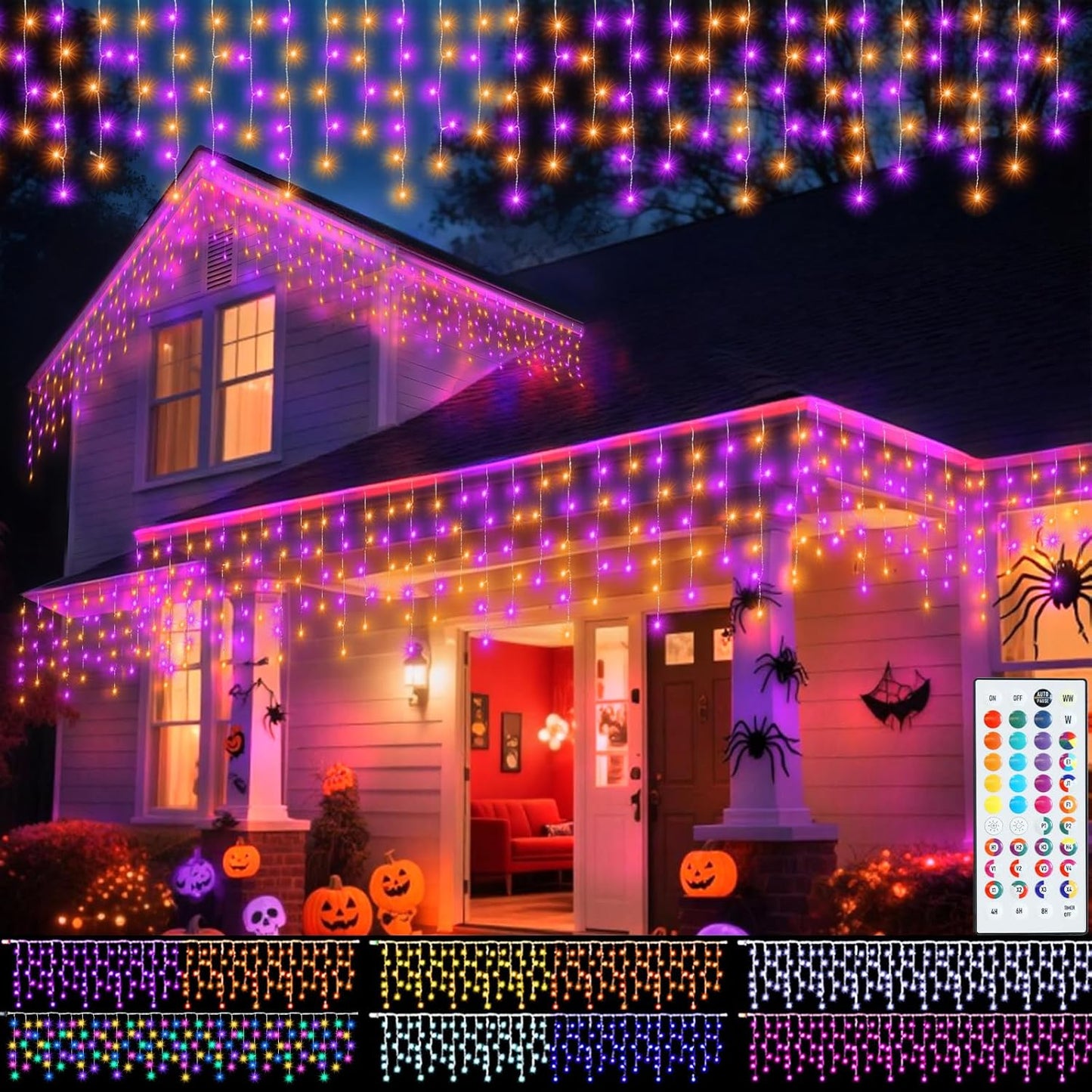 Pooqla Color Changing Christmas Icicle Lights for Festive Decor