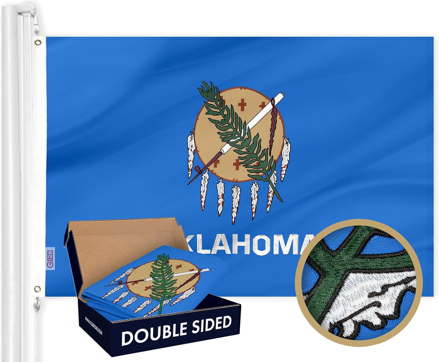Oklahoma State Flag 3x5 Ft Double Sided Embroidered Quality