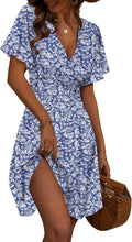 FENSACE Womens Sundress Summer Floral Wrap V Neck A-Line (Style DN2B)