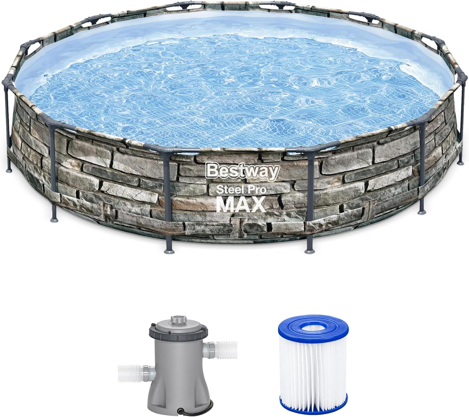 Bestway Steel Pro Max 12 Foot Round Above Ground Pool Set