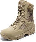 Mens Military Tactical Work Boots Hiking Side Zip Leather Outdoor