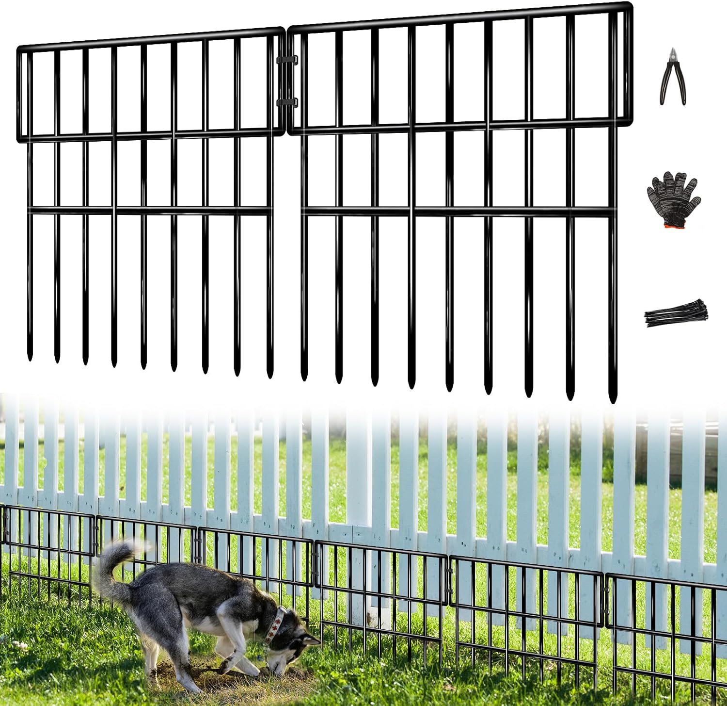 25 Panels Animal Barrier Fence for Dogs and Rabbits - 27 Ft Long