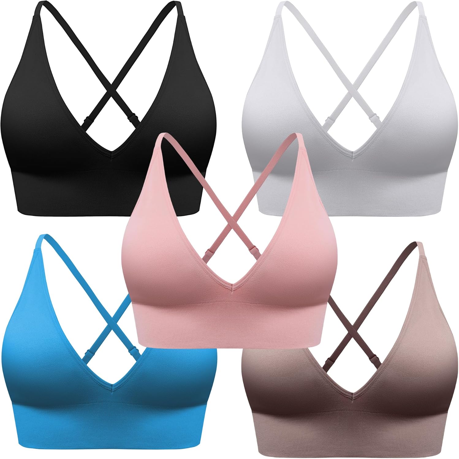 Womens Deep V-Neck Longline Sports Bra for Yoga and Workout