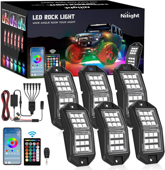 Nilight RGB LED Rock Lights Kit for Offroad Vehicles and Boats