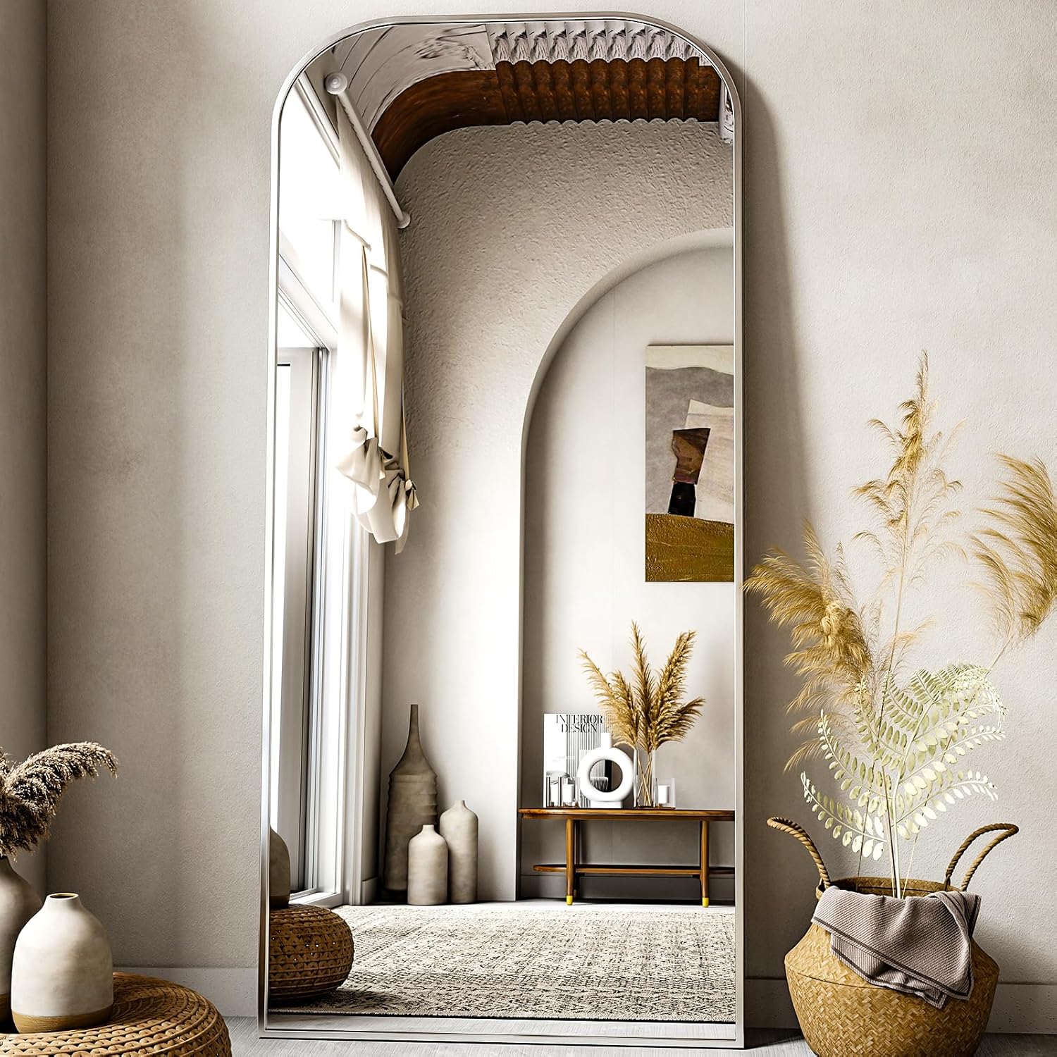 Full Length Mirror 71in x 28in Freestanding Arched Design