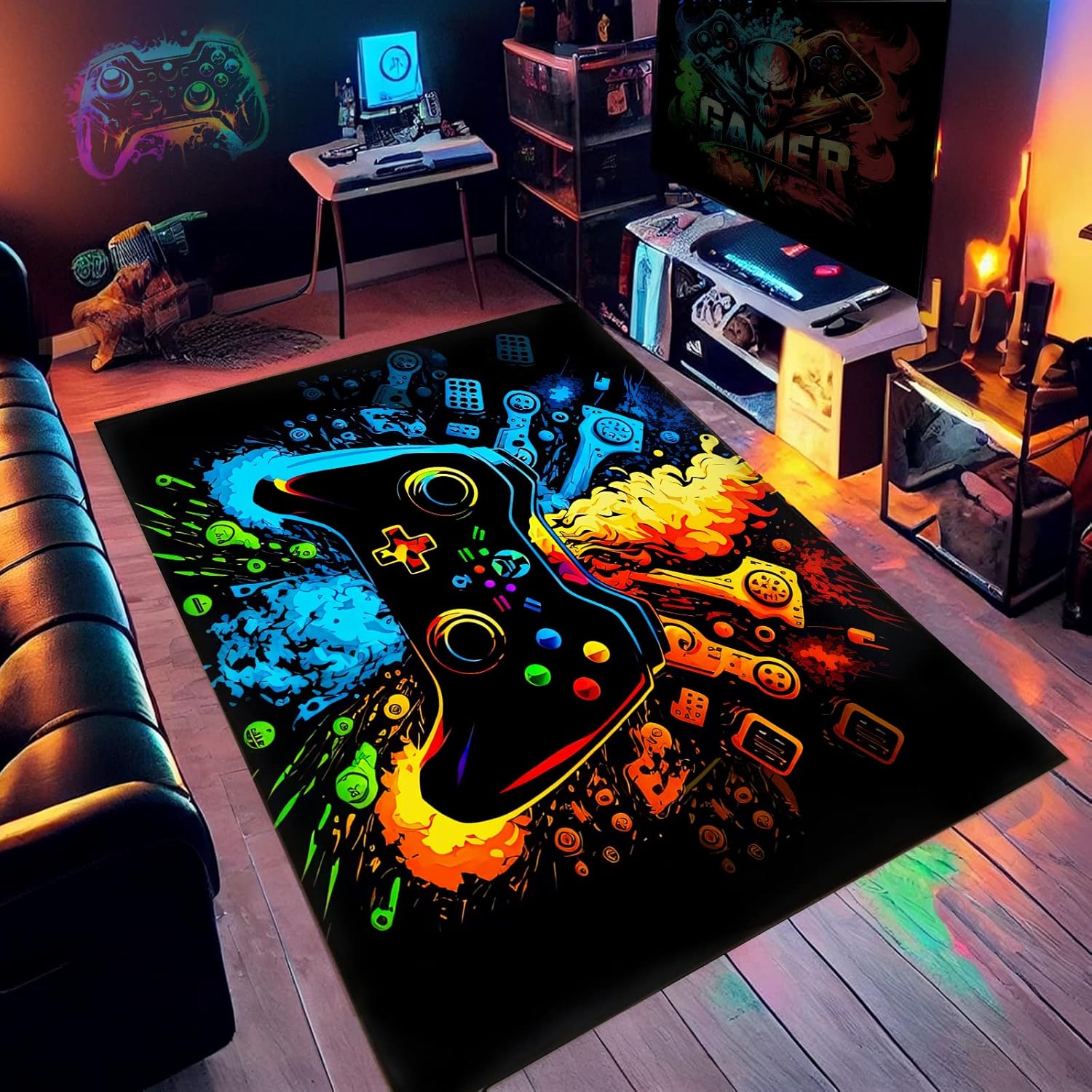 NEBOTON Gaming Rug: Boost Boys Bedroom with Fun Gaming Theme!