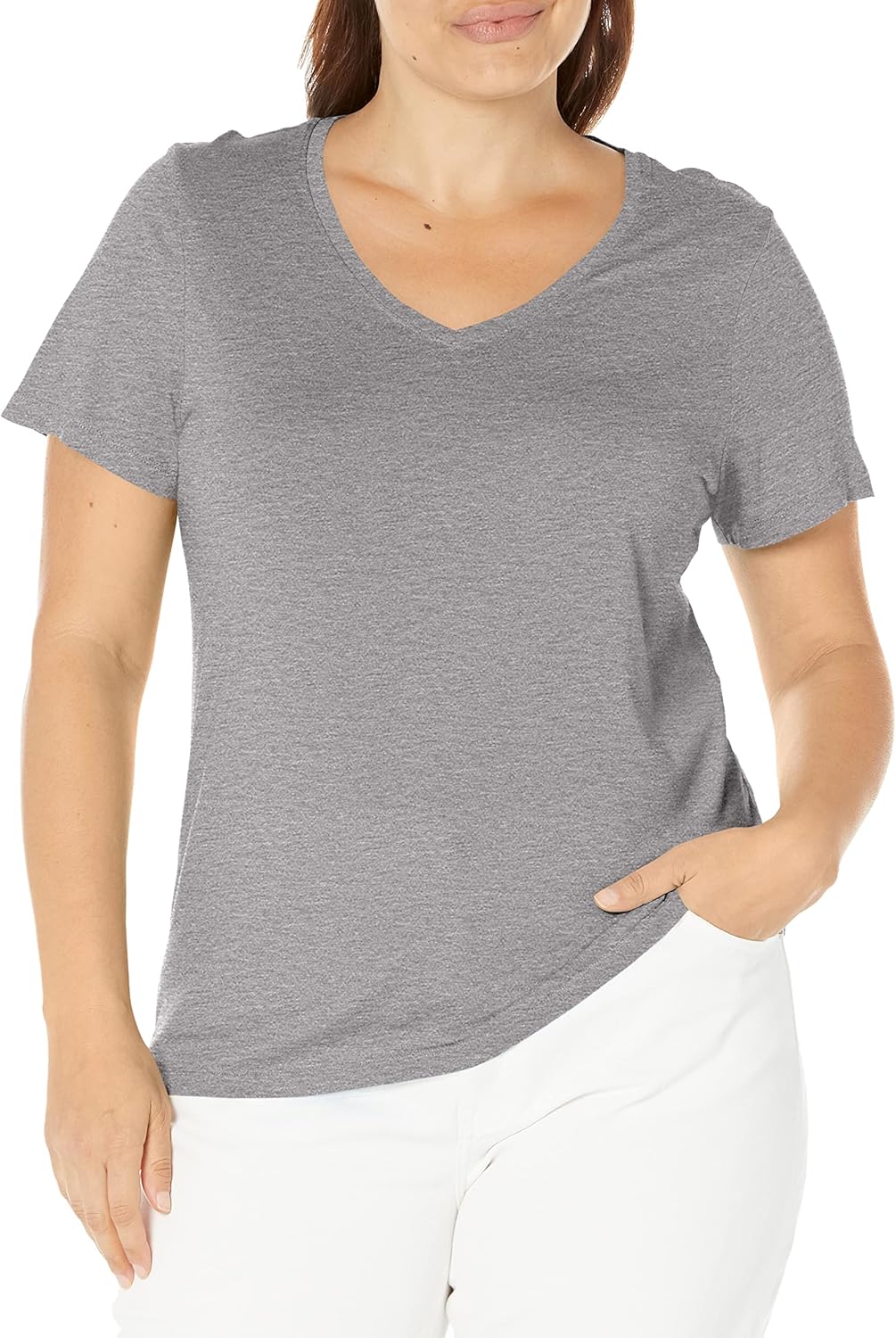 HUE Womens Sleepwell Short Sleeve V-Neck T-Shirt for Comfort