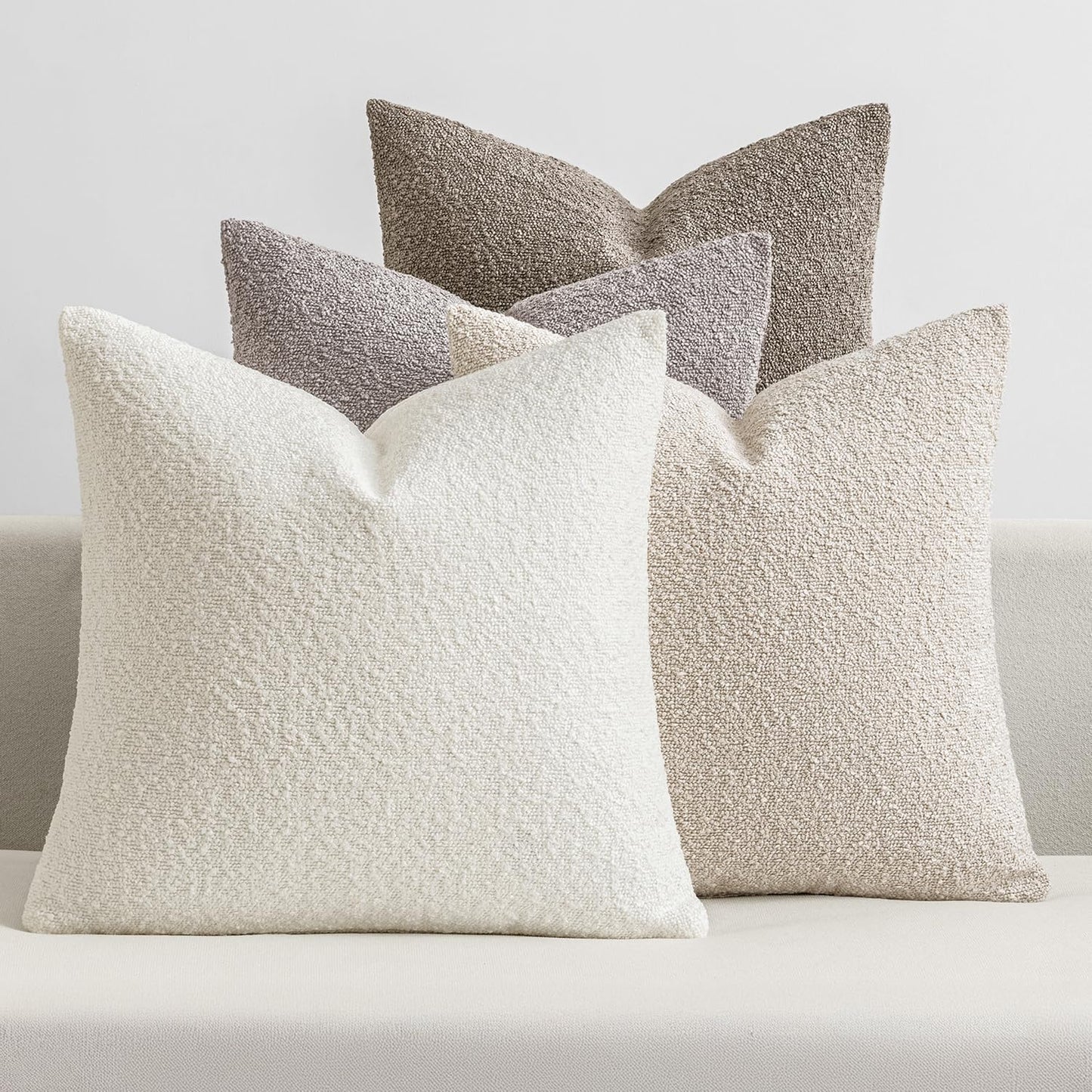 MIULEE Decorative Textured Boucle Throw Pillow Covers 20x20 in
