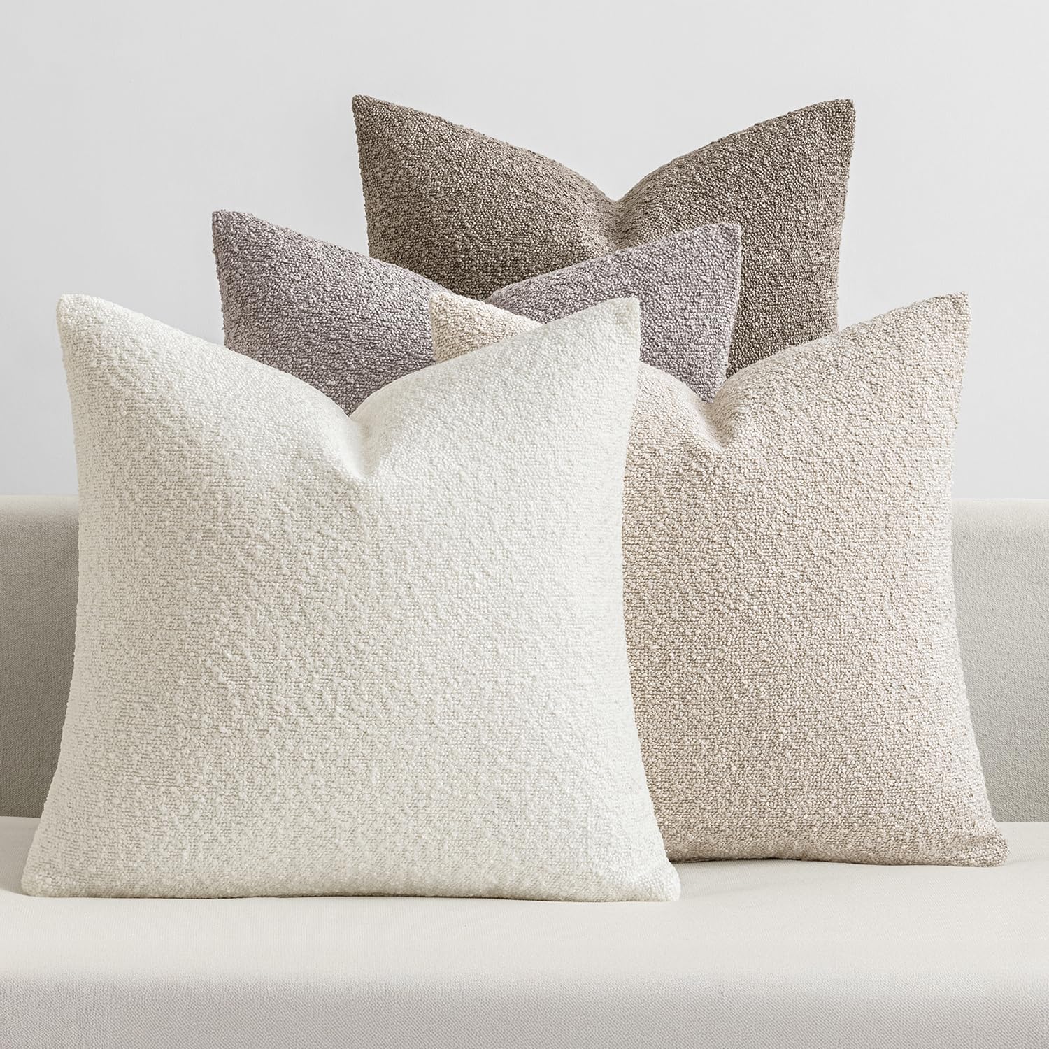 MIULEE Decorative Textured Boucle Throw Pillow Covers 20x20 in