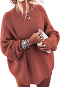 Ugerlov Women's Oversized Sweater Batwing Sleeve Mock Neck - Cozy