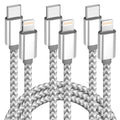 USB C to Lightning Cable 3Pack 6 FT - Fast Charging Nylon Braided