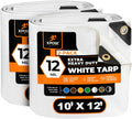 Heavy Duty White Poly Tarp 10ft x 12ft 2-Pack - Thick 12 mil