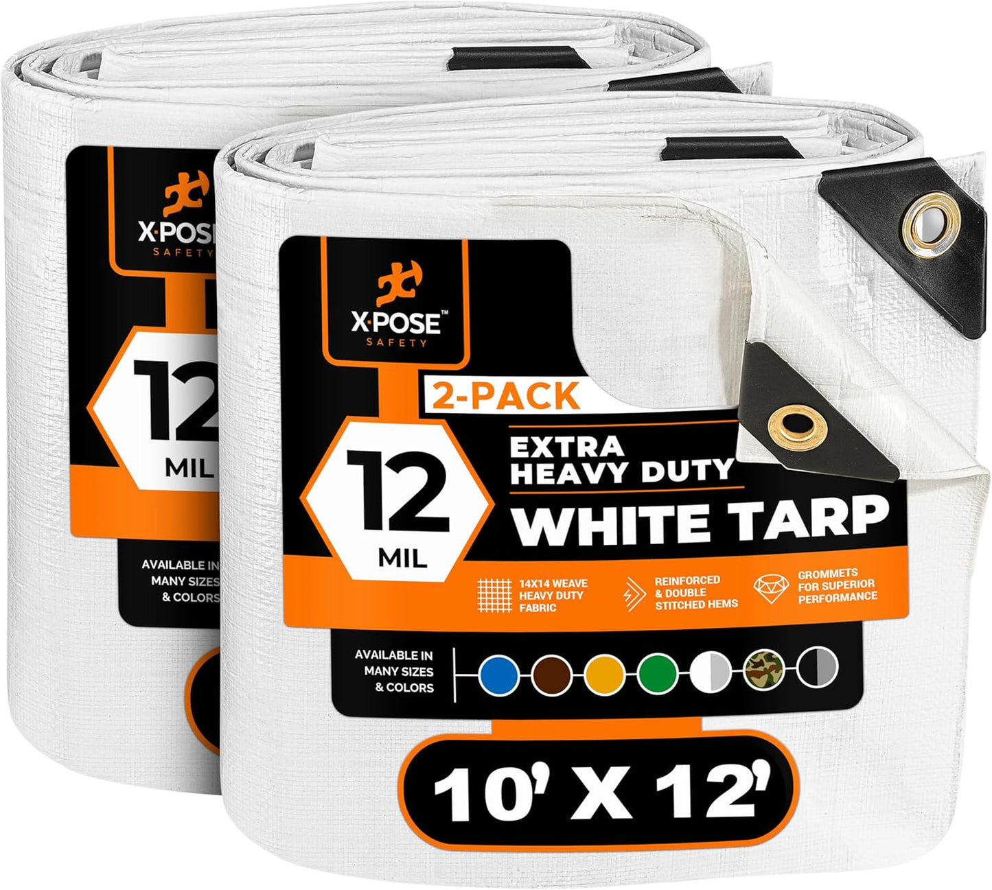 Heavy Duty White Poly Tarp 10ft X 12ft - Durable Protective Cover