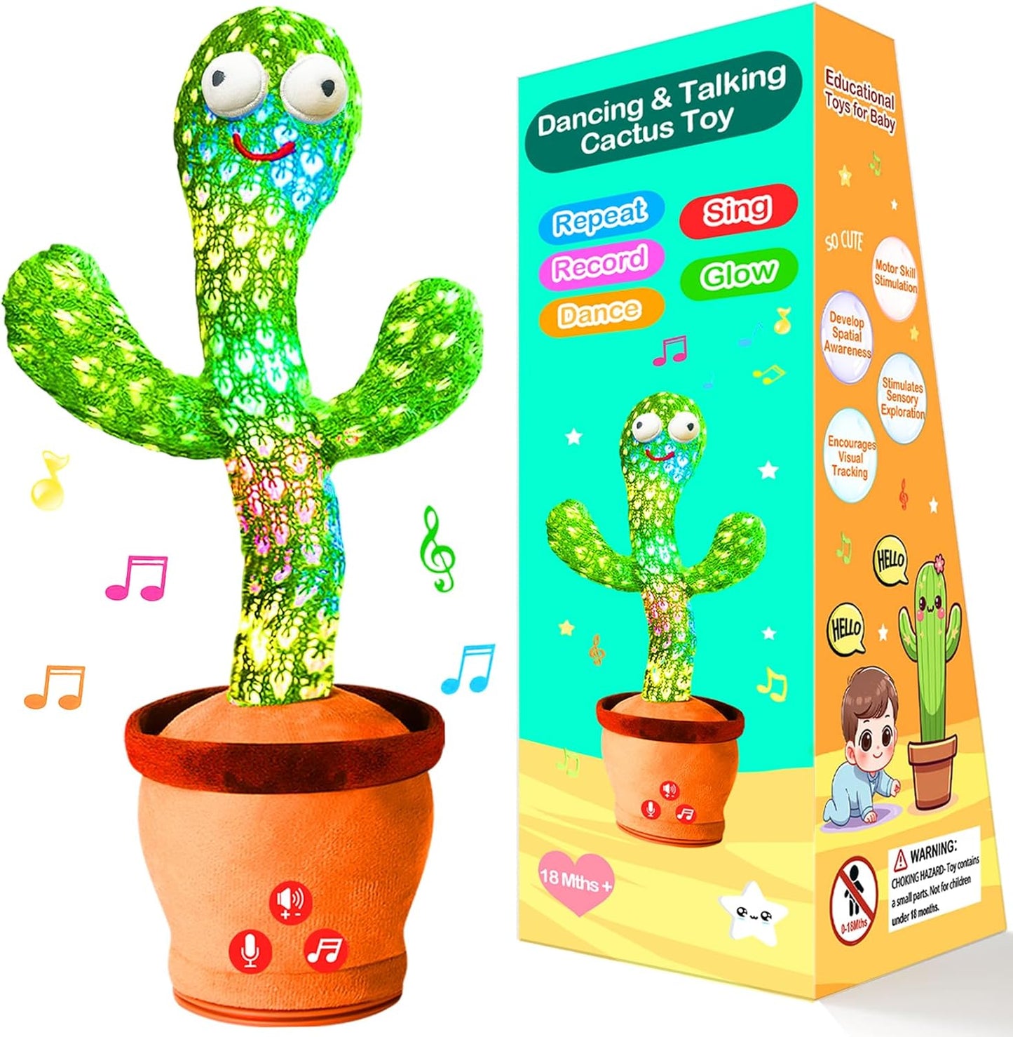 Interactive Dancing Cactus Toy - Adjustable Volume, Baby's Favorite!