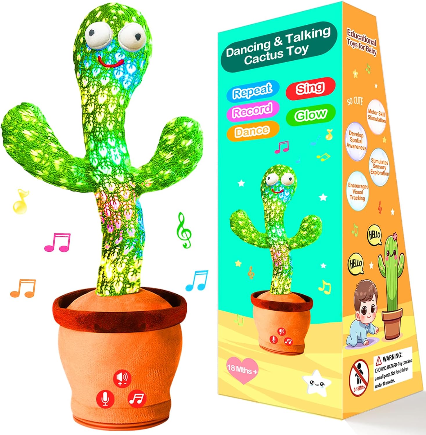 Interactive Dancing Cactus Toy - Adjustable Volume, Baby's Favorite!