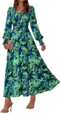 Women Fall Wedding Guest Maxi Dress 2025 - Flowy Floral V Neck