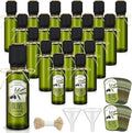 4 oz Mini Glass Olive Oil Bottles 20-Pack Dark Green with Stickers